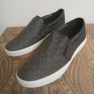 Michael Kors Keaton Slip-On Black "MK" Sneakers Women's Size 11M